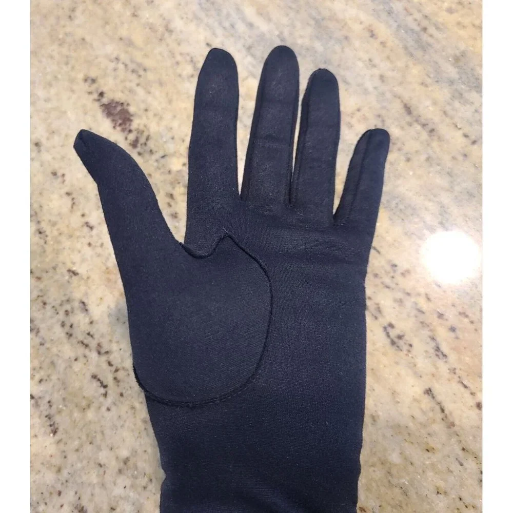 Vintage Size Small Black Stretch Formal Gloves Zig zag Stitch. 12